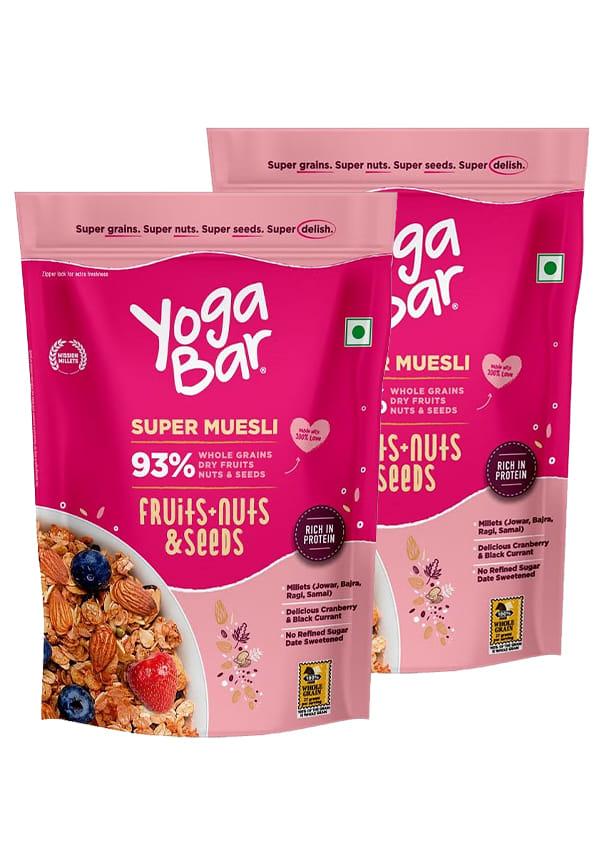 Fruit & Nut Muesli, Super Save Pack, Wholegrain Breakfast, High Fiber Pouch