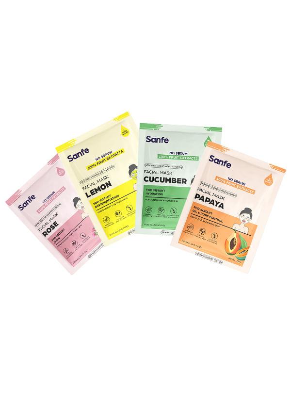 Sanfe Instant Glow Facial Mask Combo | For hydrating &soothing skin| 100% fruit extracts, Korean Mask | 1pc  (25 g)