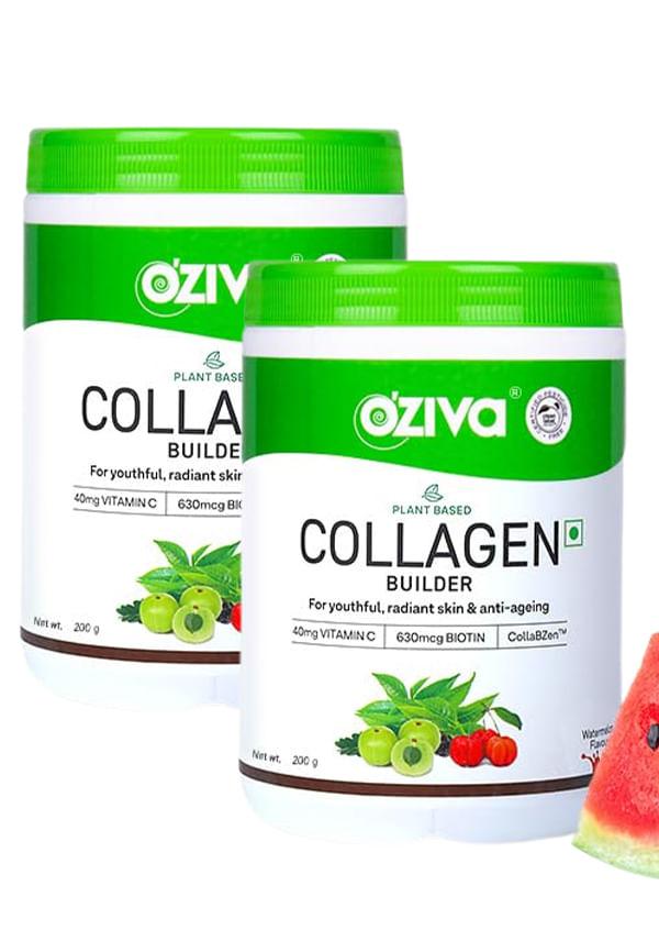 OZiva Radiance Duo: Plant Based Collagen Builder with Vitamin C, Watermelon | Pack of 2
