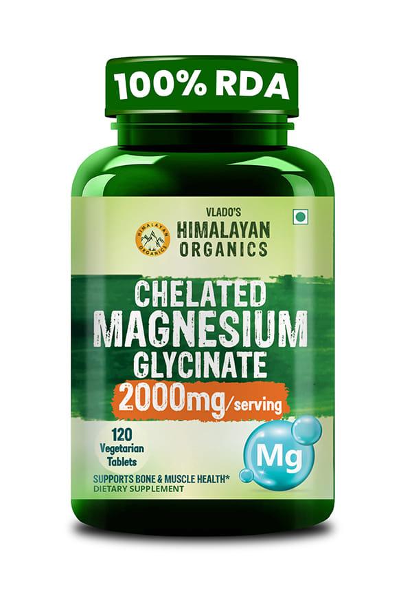 Vlado's Himalayan Organics Chelated Magnesium Glycinate Supplement 2000mg Per Serving, Magnesium Supplement