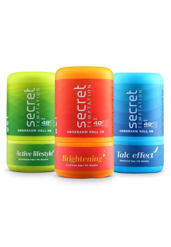 Active Lifestyle, Brightening and Talc Effect Roll-on for Women, Pack of 3 (50ml each)