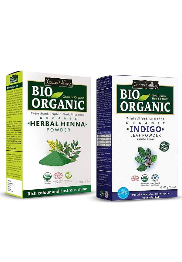 Bio Organic Herbal Henna & Indigo Powder Combo