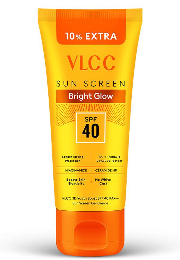 VLCC Bright Glow 3D Youth Boost SPF 40 PA+++ Sunscreen Gel Cream - 100 g with 10 g extra