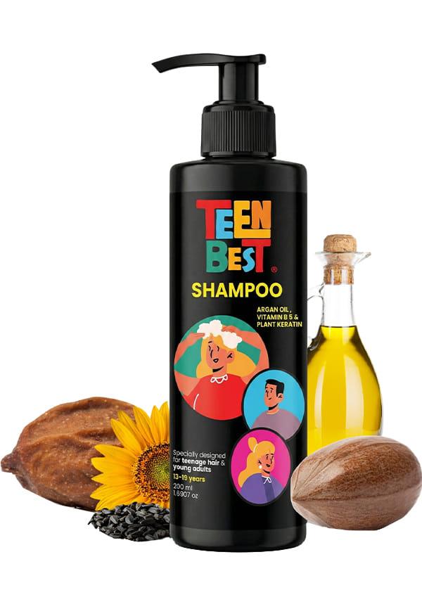 HealthBest Teens Shampoo Gentle Daily Cleanser for Oily & Sweaty Scalp for Boys & Girls 13-19 Years - 200ml