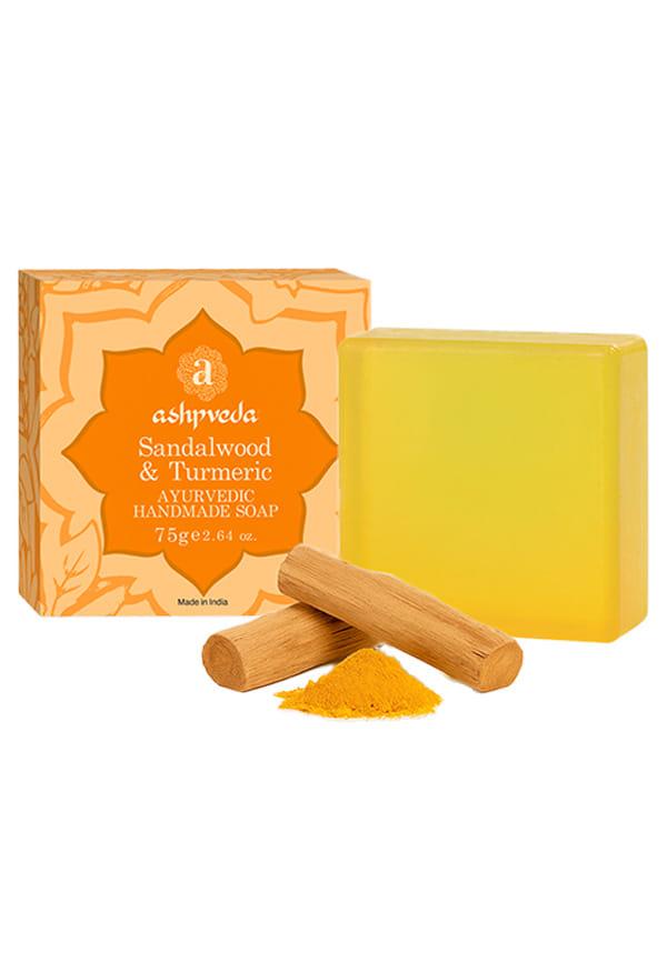 Sandalwood and Turmeric Soap for Bath | Ayurvedic Handmade Natural Scented Premium Bathing Soap for Glowing & Moisturizing Skin (75 gm)