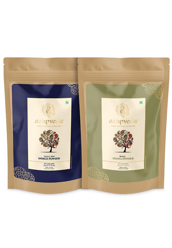 Natural Hairs Colour for Women | Henna & Indigo for Hairs | 100% Pure Hair Colour | Natural Hair Colour Henna & Indigo Herbal Colour Combo (50 gm Pac