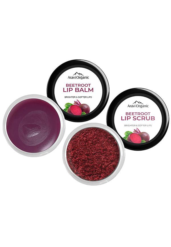 Beetroot Lip Lightening Scrub & Lip Balm - Pack Of 2