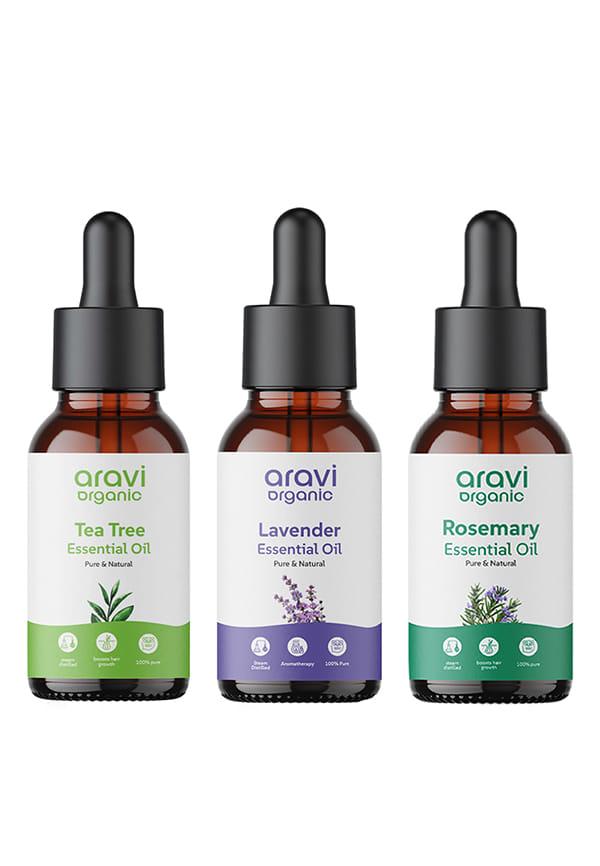Tea Tree, Lavender & Rosemary Essential Oil Pack-Pack Of 3