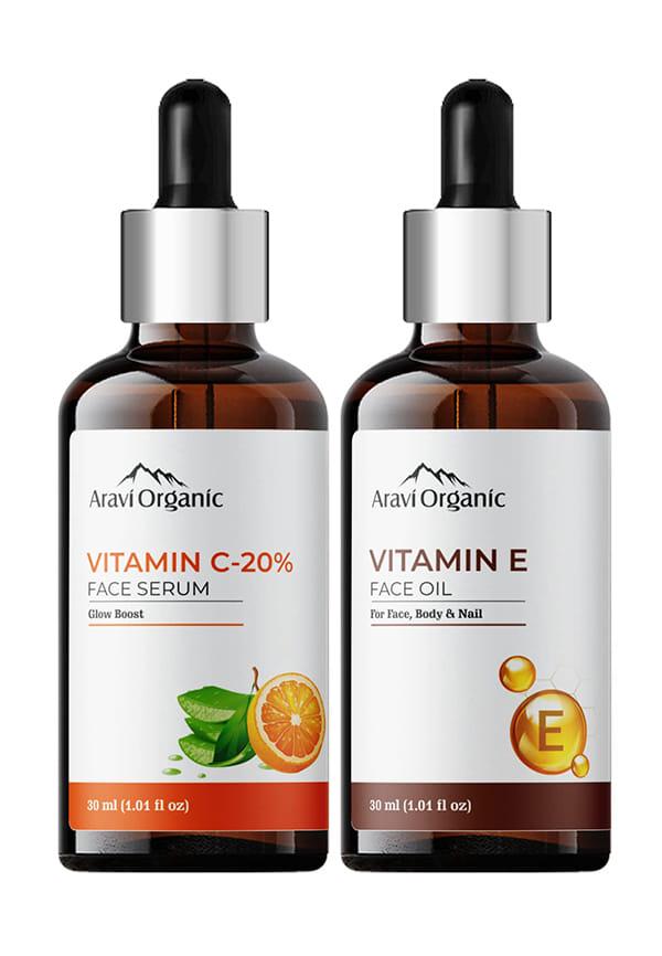 Vitamin C Serum 30 ml and Pure Vitamin E Oil - Pack Of 2