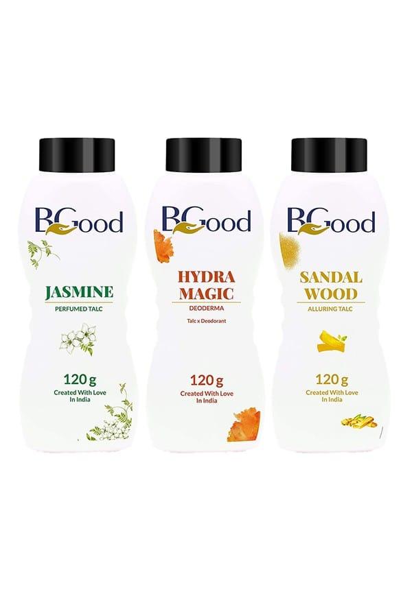 Body & Face Talcum Powder Combo Pack of 3 Fragrance - Hydra Magic, Sandal Wood, Mystic Blue