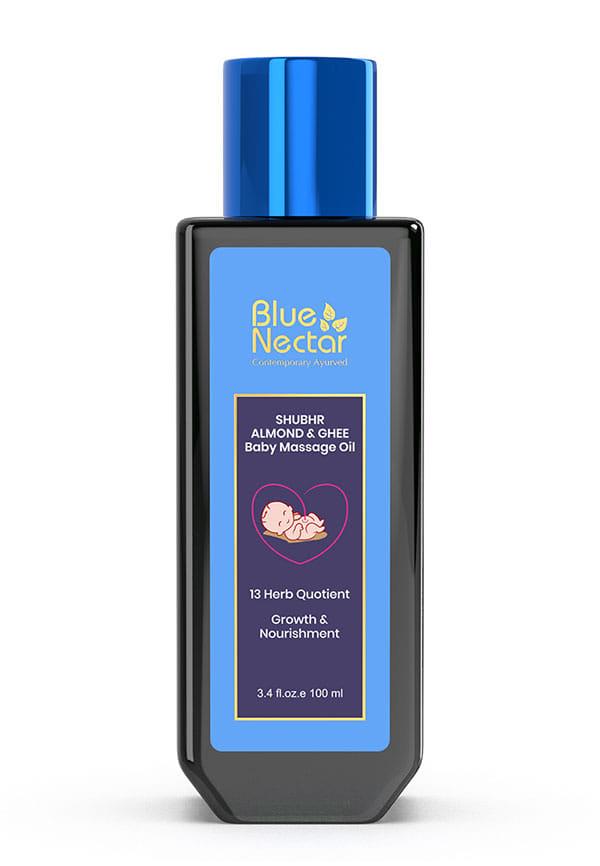 Ayurvedic Baby Massage Oil with Organic Ghee, Almond Oil & Vitamin E for Healthy Babies 13 Herbs