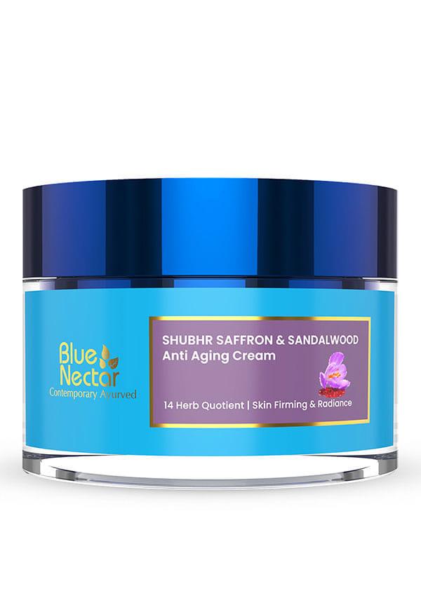 Anti Aging Day and Night Brightening Face Cream for Wrinkles with Pure Saffron Sandalwood. No Parabens, Mineral Oil Women, 14 Herbs