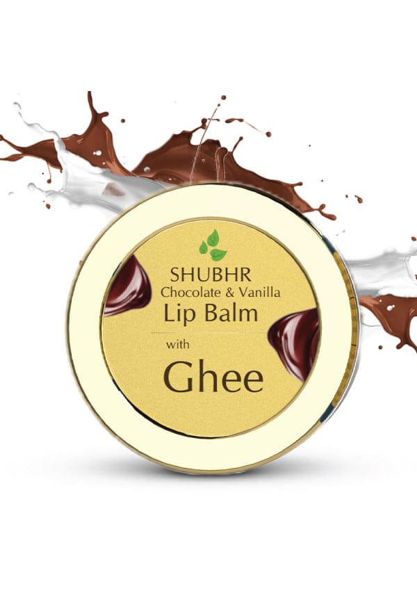 Shubhr Chocolate And Vanilla Lightening Lip Balm with Ghee for dry chapped lips |100% Ayurvedic|Paraben & Sulphate Free