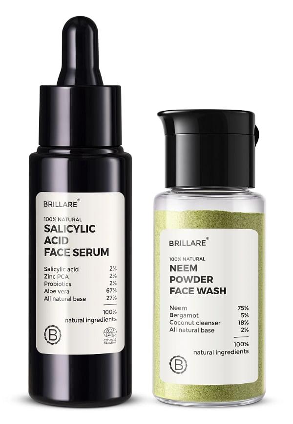 Anti-Acne Power Duo: 2% Salicylic Acid Serum & Neem Powder Face Wash (15g)