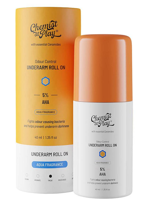 UnderArm Roll On with 4% Lactic Acid & 1% Mandelic Acid - Long Lasting Aqua Fragrance