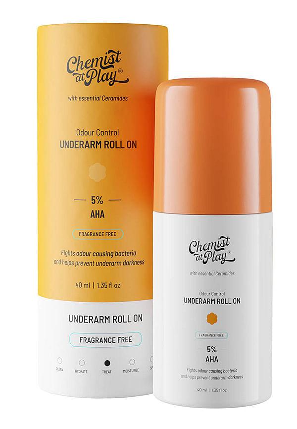 UnderArm Roll On with 4% Lactic Acid & 1% Mandelic Acid - Fragrance Free for Sensitive Skin