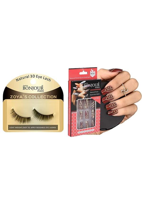 Style 9 - False Eye Lashes + False Nail Set with Glue