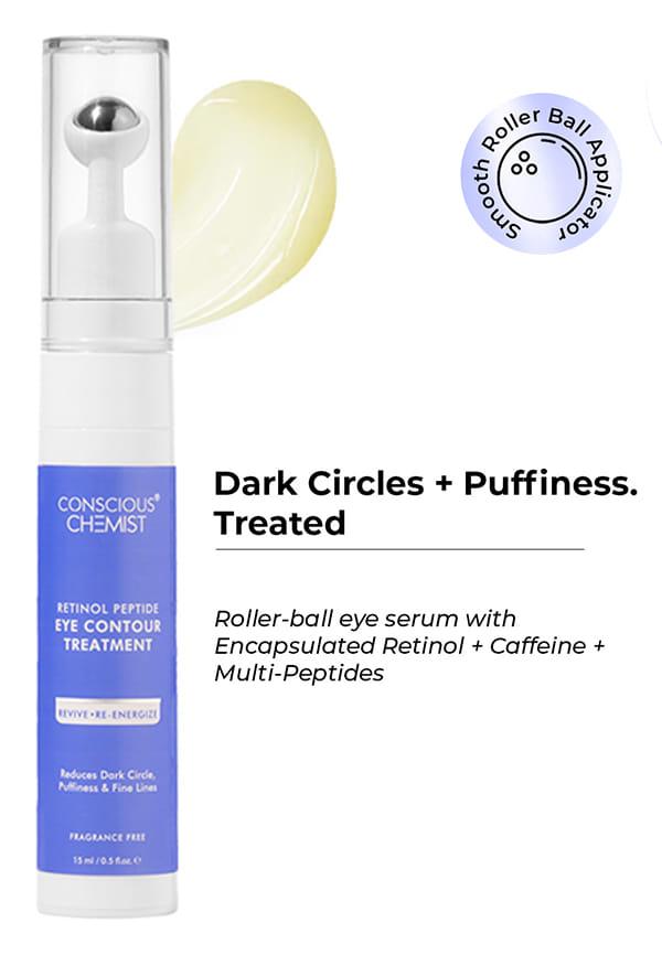 Retinol Peptide Under Eye Cream Serum with Soothing Massage Roller