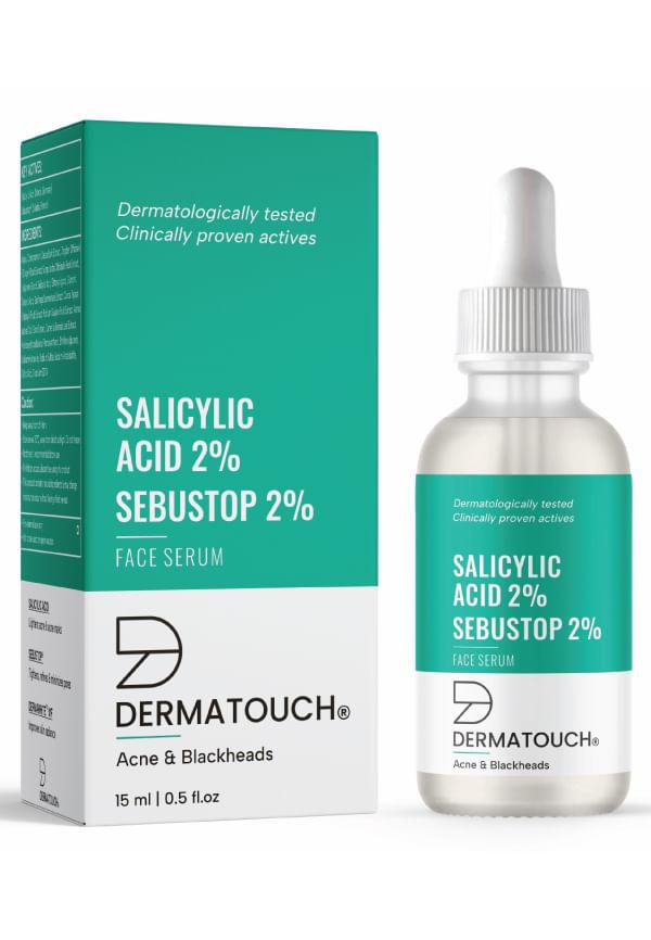 DERMATOUCH Salicylic Acid 2% Seboclear 1% Serum| For Acne & Blackheads | Specially for Acne-prone & Oily Skin | 30ml