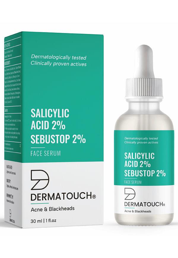 DERMATOUCH Salicylic Acid 2% Seboclear 1% Serum| For Acne & Blackheads | Specially for Acne-prone & Oily Skin | 30ml