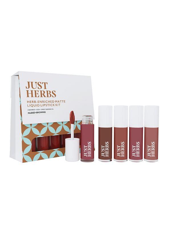Just Herbs Mini Herb-Enriched Matte Liquid Lipstick Kit - Set of 5 - Nudes & Browns