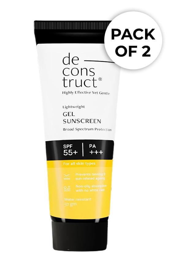 Lightweight Gel Sunscreen- SPF 55+ and PA+++ (Pack Of  2)