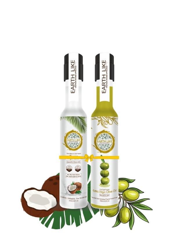 Extra Virgin Coconut & Olive Oil Combo for Hair,Skin,Cooking 250ml combo