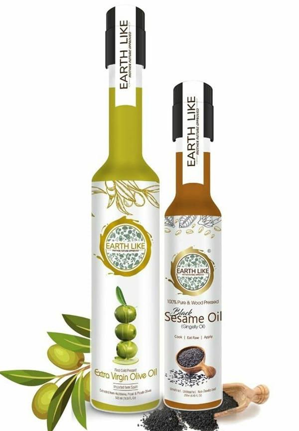Olive Oil & Cold Pressed Black Sesame Oil Combo for Hair, Skin & Massage