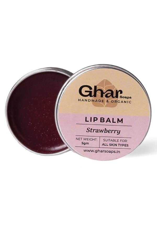 Lip Balm for Dry Damaged & Chapped Lips Enriched with Shea Butter, Rose (Strawberry flavor)