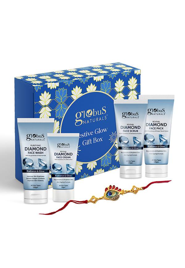 Revival Diamond Rakhi Glow Gift Box, Set of 4