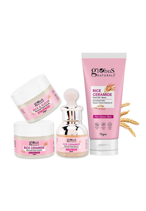 Ceramide Glow Rice Radiance Combo  -  Cream,  Serum,  Scrub, Peel Off Mask