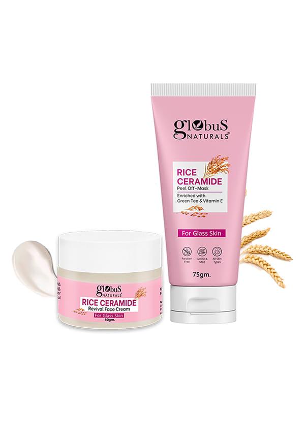 Rice Ceramide Combo For Korean Glass Skin  - Face Cream, Peel Off Mask