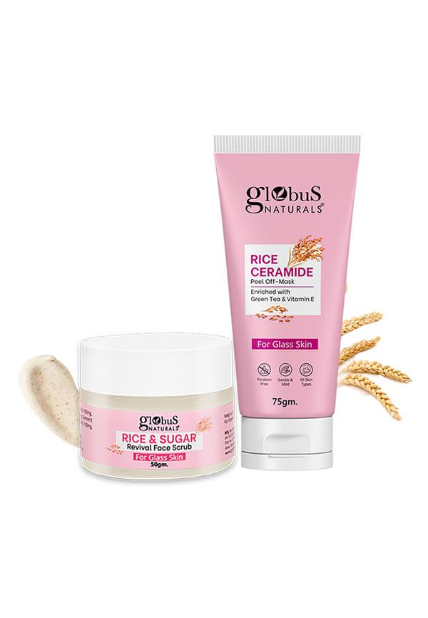 Rice Ceramide Combo For Korean Glass Skin  - Face Scrub, Peel Off Mask
