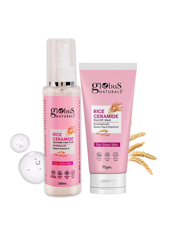 Rice Ceramide Combo For Korean Glass Skin  - Face Toner, Peel Off Mask