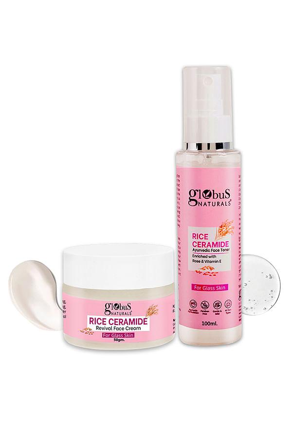 Rice Ceramide Combo For Korean Glass Skin - Face Cream, Face Toner