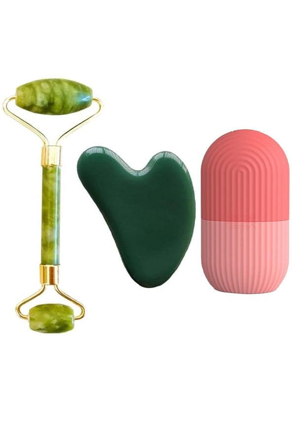 Jade Roller and Gua Sha Face Massager with Ice Roller