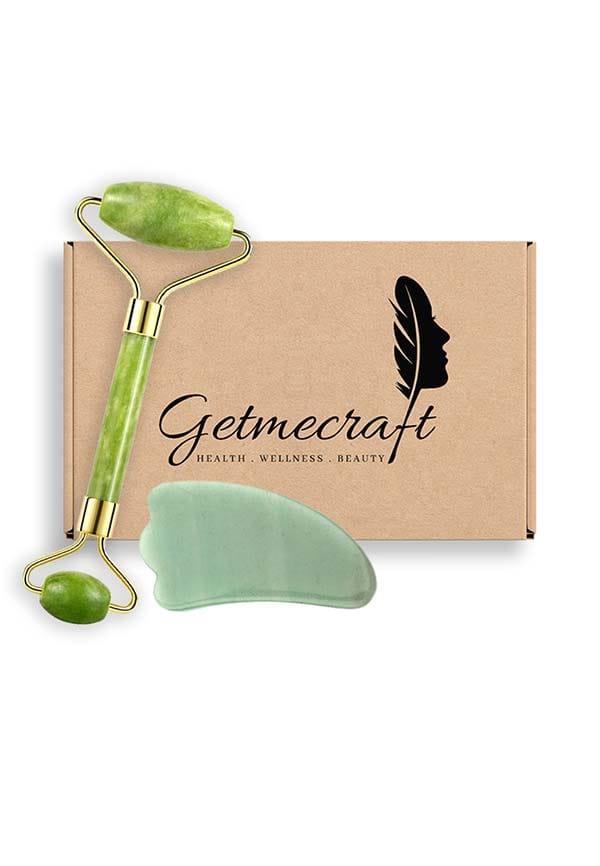 Jade Roller for Face Massager and Wing Shape Gua Sha Facial Massage Tool Set