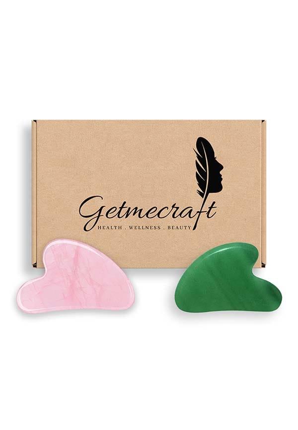 Rose Quartz and Jade Gua Sha Facial Massage Tool Set