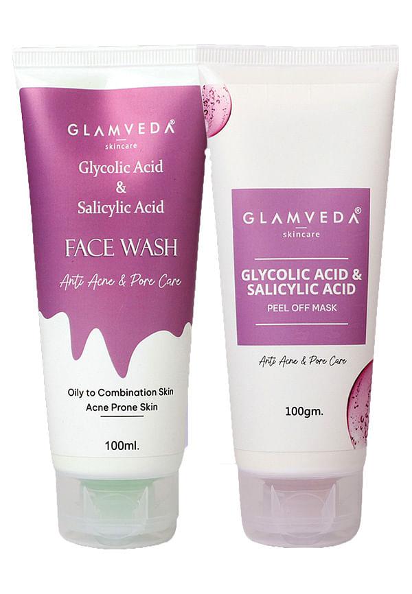 Glycolic & Salicylic Acid Anti Acne Combo ( Face wash + Peel Off Mask )