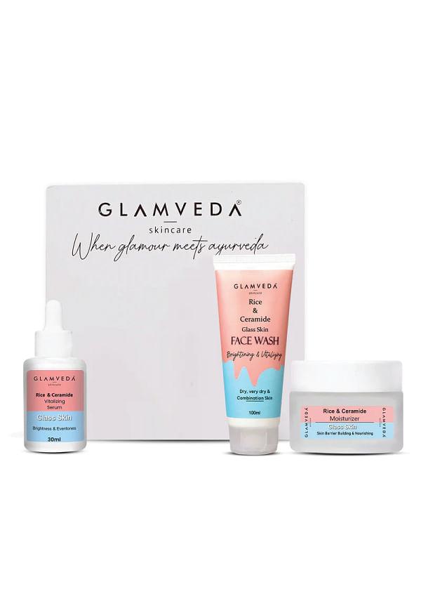 Korean Glass Skin Rice & Ceramide 3 Step Daily Skincare Routine For Women with Gift Box