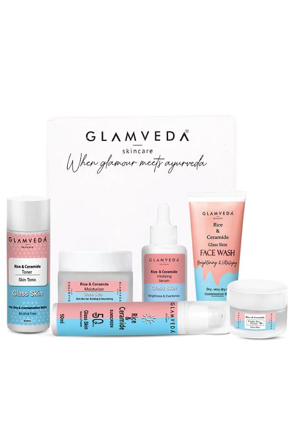 Korean Glass Skin Rice & Ceramide 6 Step Daily Skincare Routine For Women with Gift Box