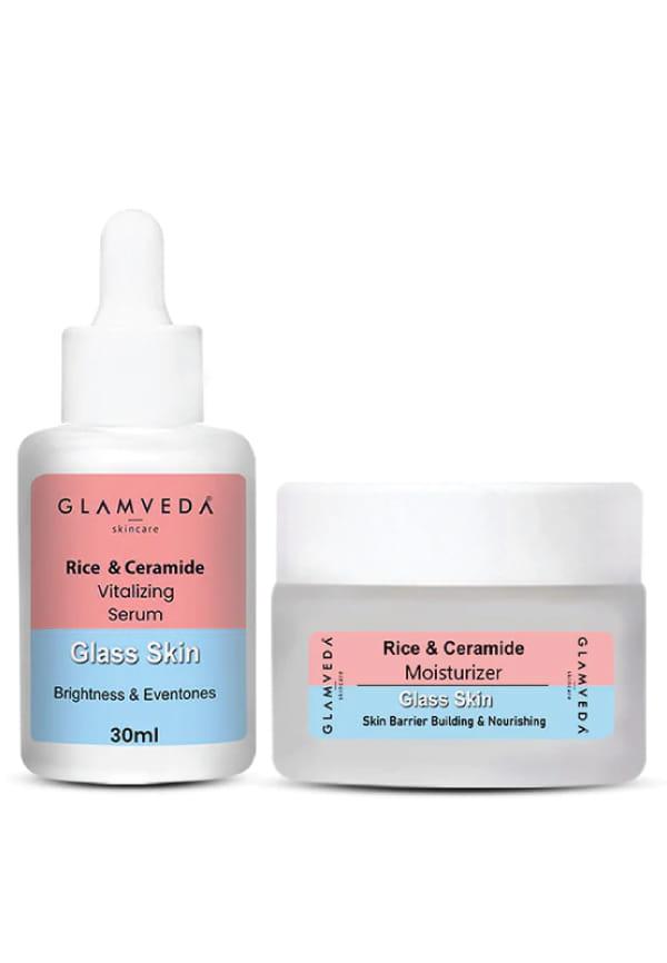 Korean Glass Skin Rice & Ceramide Face Serum & Moisturizer Combo