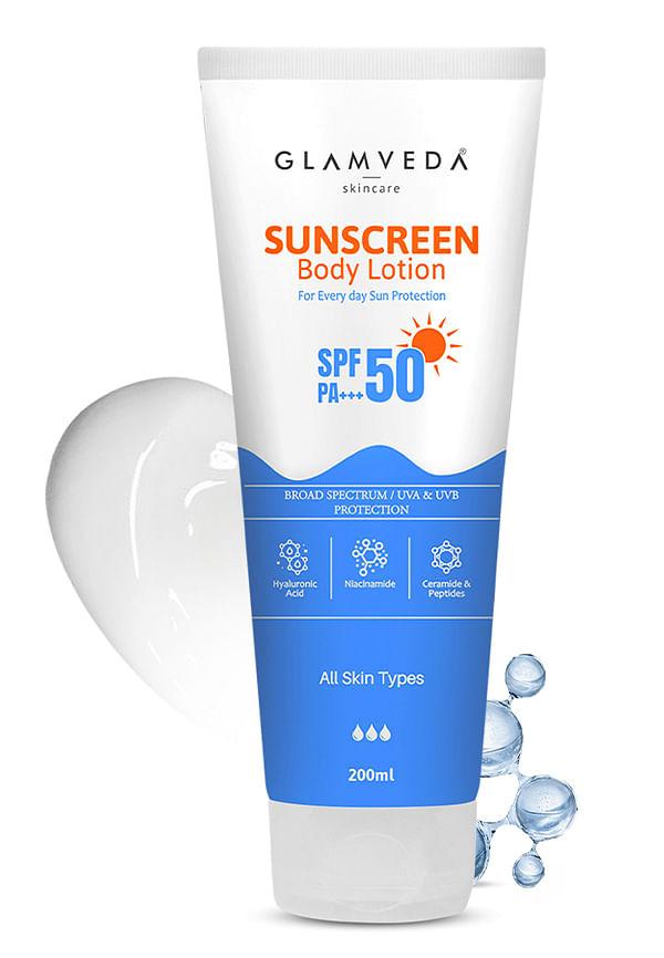 Sunscreen SPF 50 PA+++ Body Lotion with Hyaluronic Acid & Niacinamide, Protects & Nourishes
