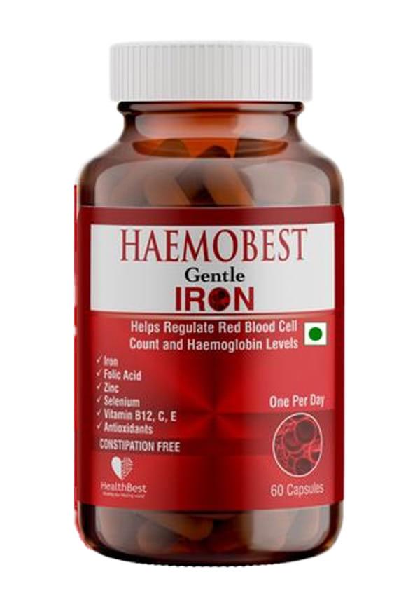 HealthBest Haemobest Iron Supplement for Hemoglobin Support, Energy & Immunity, Men & Women