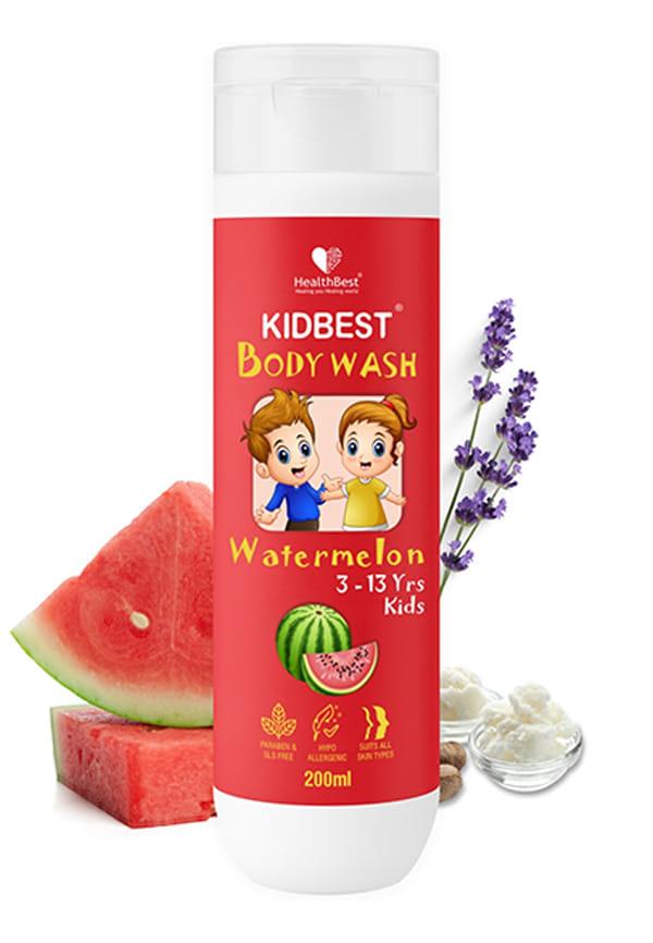 Kidbest Bodywash for Kids | Anti-Bacterial | Normal Skin, Sensitive Skin & Dry Skin | Tear, Paraben, SLS free | Watermelon Flavor | 500ml