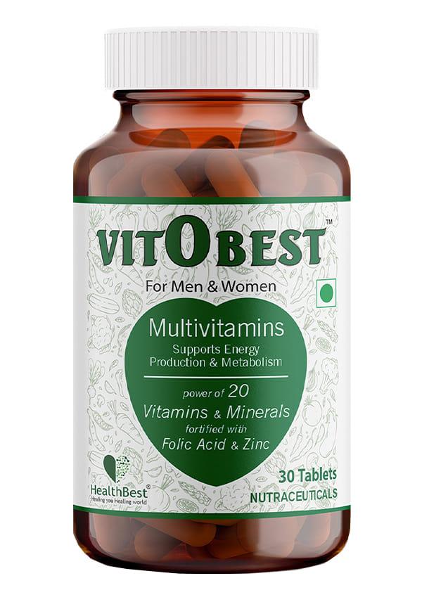 HealthBest Multivitamin Tablets for Men & Women, Energy, Immunity & Wellness Support with Vitamin C, D3, Zinc, B12