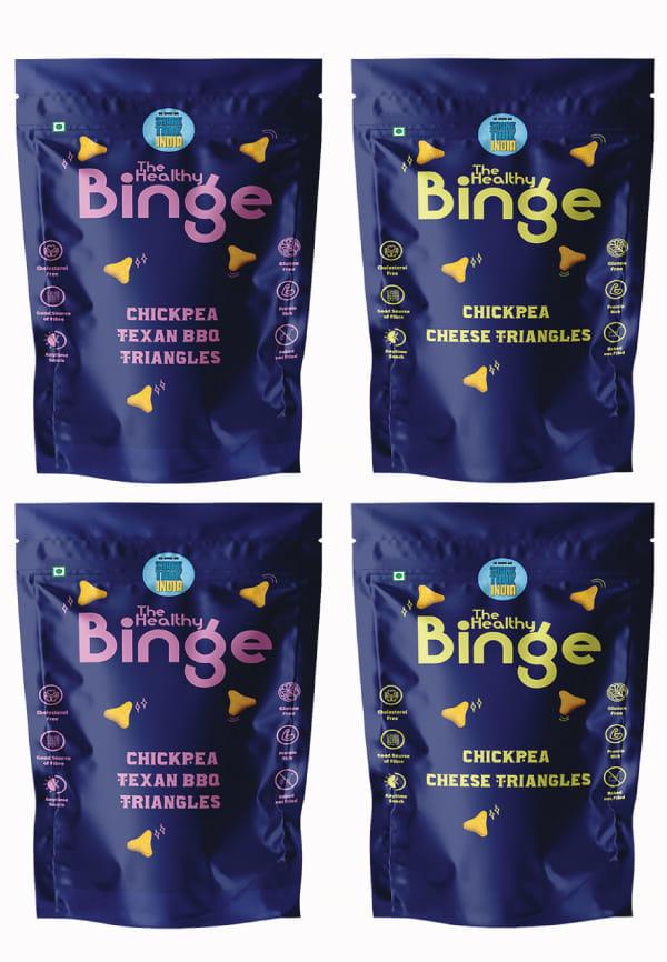Puffed Chickpea Triangles | Assorted Pack of 4 | Cheese and Texan BBQ | Protein Packed