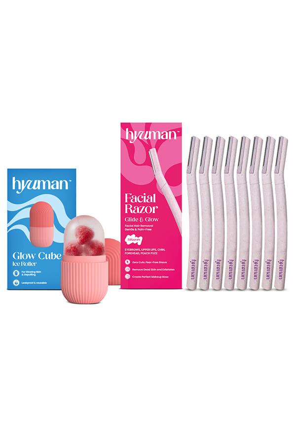 Combo Face Razor & Ice Roller - 8 Unit Razors + 1Unit Ice Roller For Smooth Skin