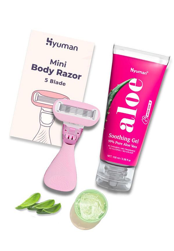 Hyuman Mini Body Razor Combo Pure Aloe Vera Gel