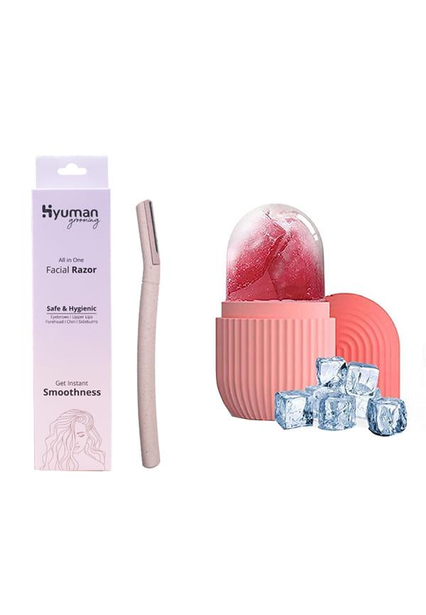 Combo Face Razor + Ice Roller For Glowing and Clear Skin